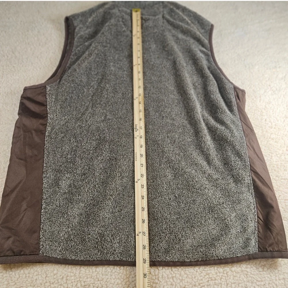 Tommy Bahama Fleece Vest Mens XL Brown Full Zip Soft Mock Neck Gorpcore Cabin